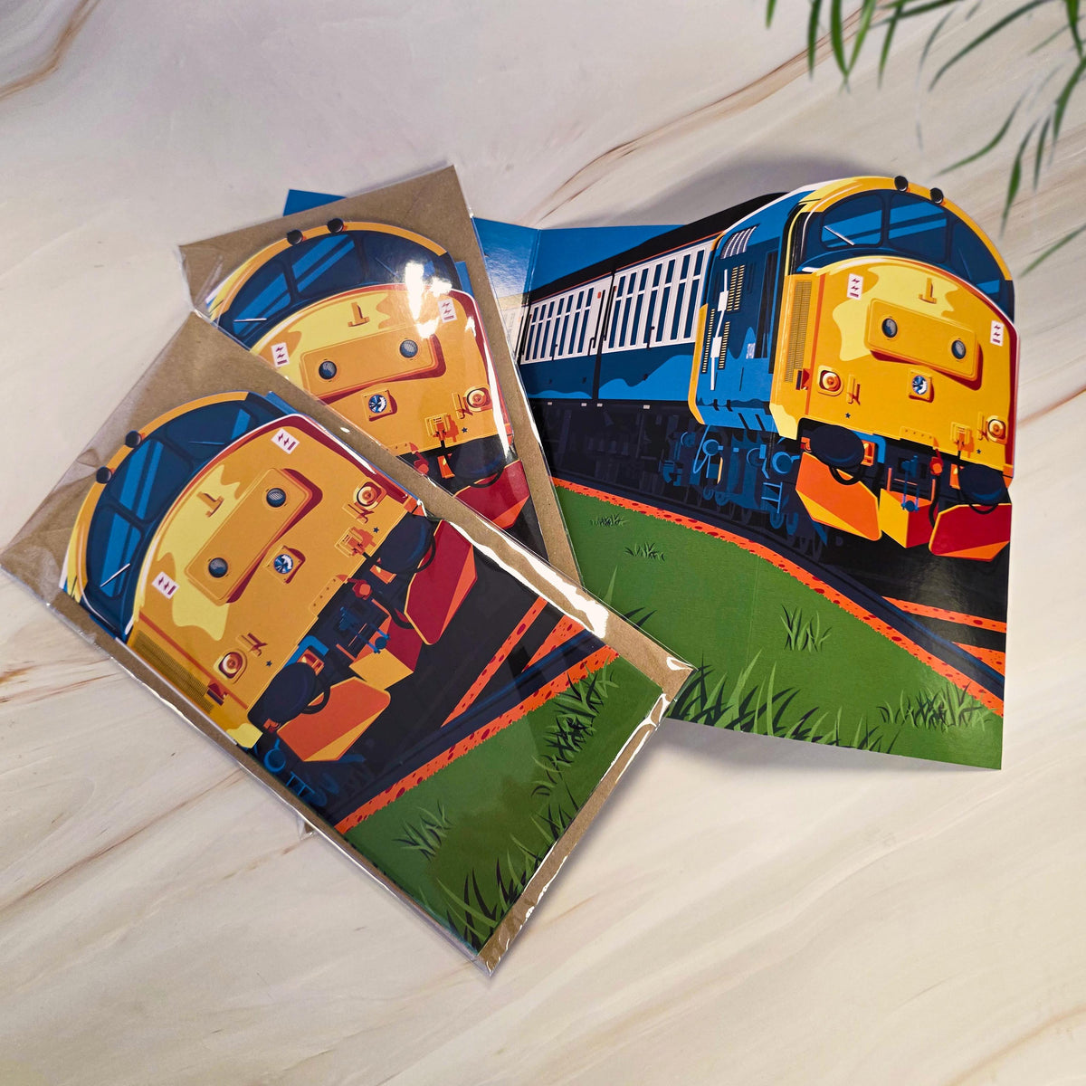Class 37 Train Greetings Card | Cut-to-Shape Locomotive